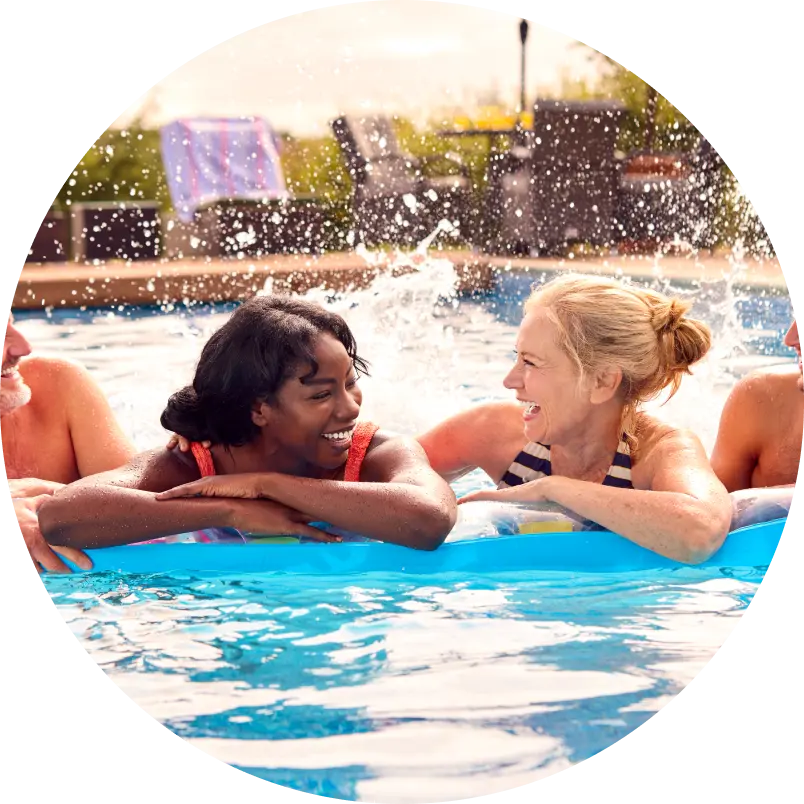 people smiling while swimming